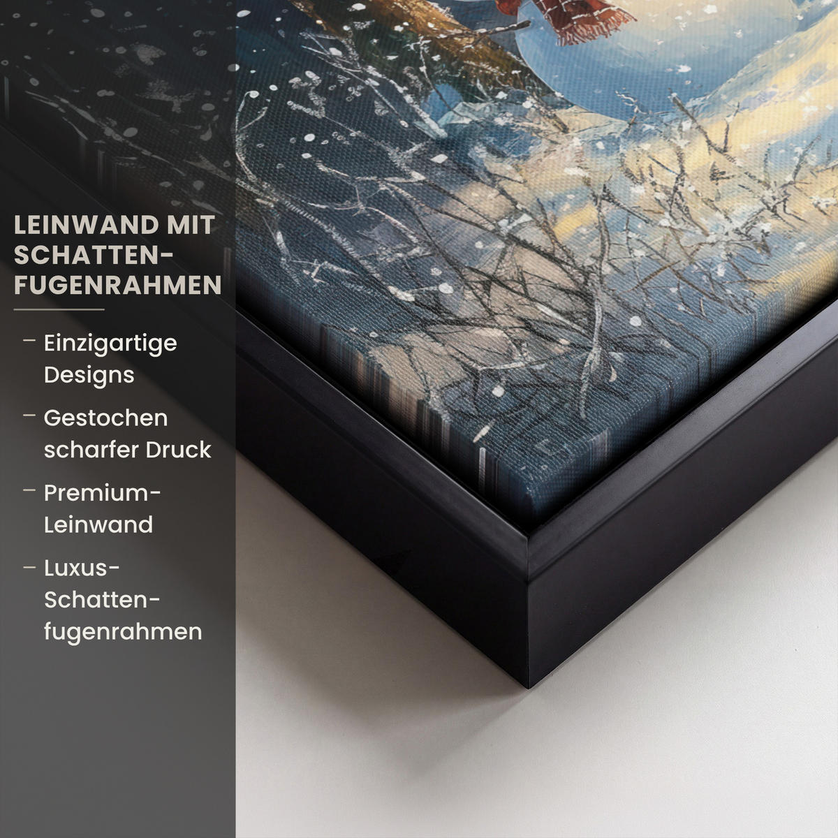LEINWAND Bilder mit Rahmen - Schneemann - Schnee - Winter - Wald - 40x30 - Hellblau, Textil (40/30cm) - MuchoWow