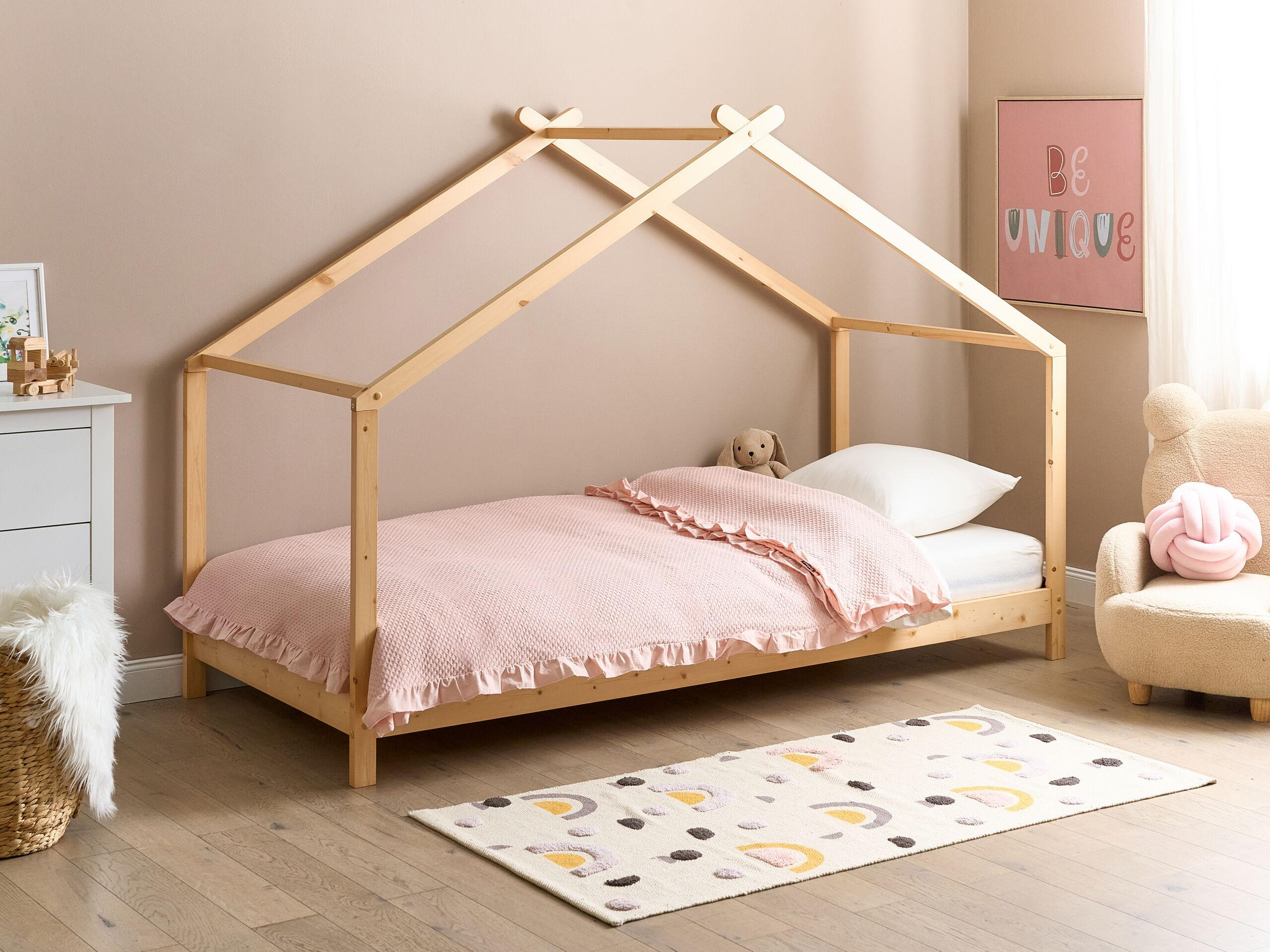 Thumbnail - Beliani Kinder-Hausbett, Esche, Holz, 90x200 cm, Kinder- & Jugendzimmer, Kindermöbel, Kinderbetten, Hausbetten