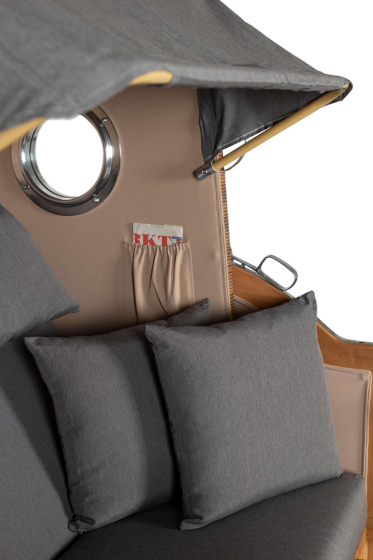 STRANDKORB XXL Düne Grande Teak Banana - Braun/Grau, Metall (142/170/95cm) - Mr. Deko