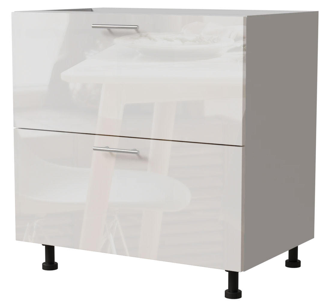 SCHUBALADENUNTERSCHRANK Essen D2A/90/1A Weiß Hochglanz / Weiß Matt 90 / 50 / 82cm - Weiß Hochglanz/Weiß, Holz/Holzwerkstoff (90/82/50cm) - Feldmann-Wohnen