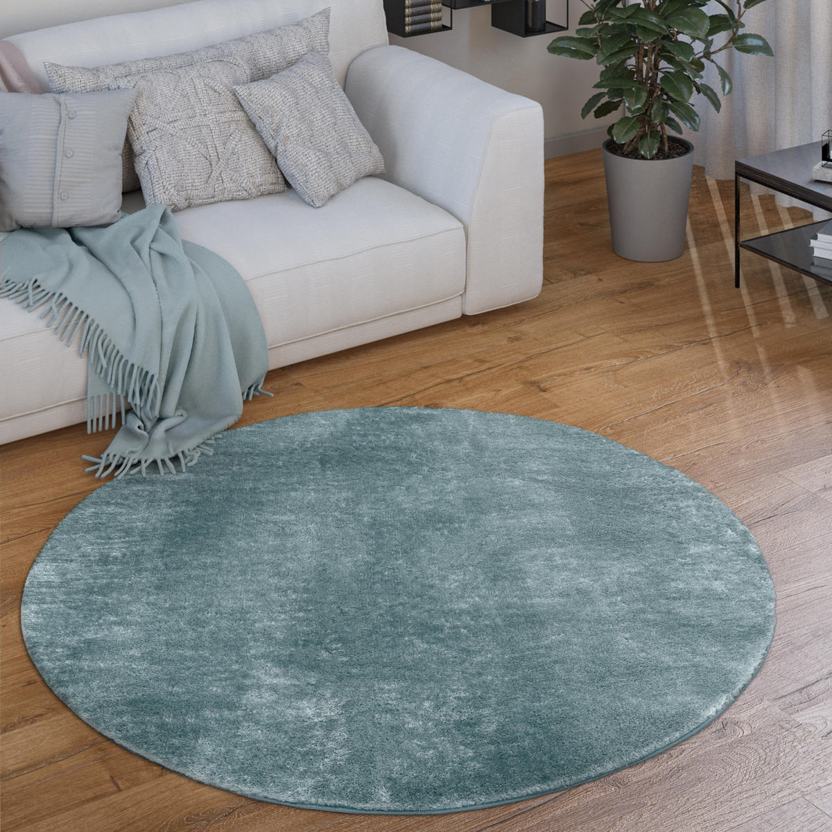 KURZFLORTEPPICH 80/80 cm Cadiz 630 - Türkis, Textil (80/80cm) - Paco Home