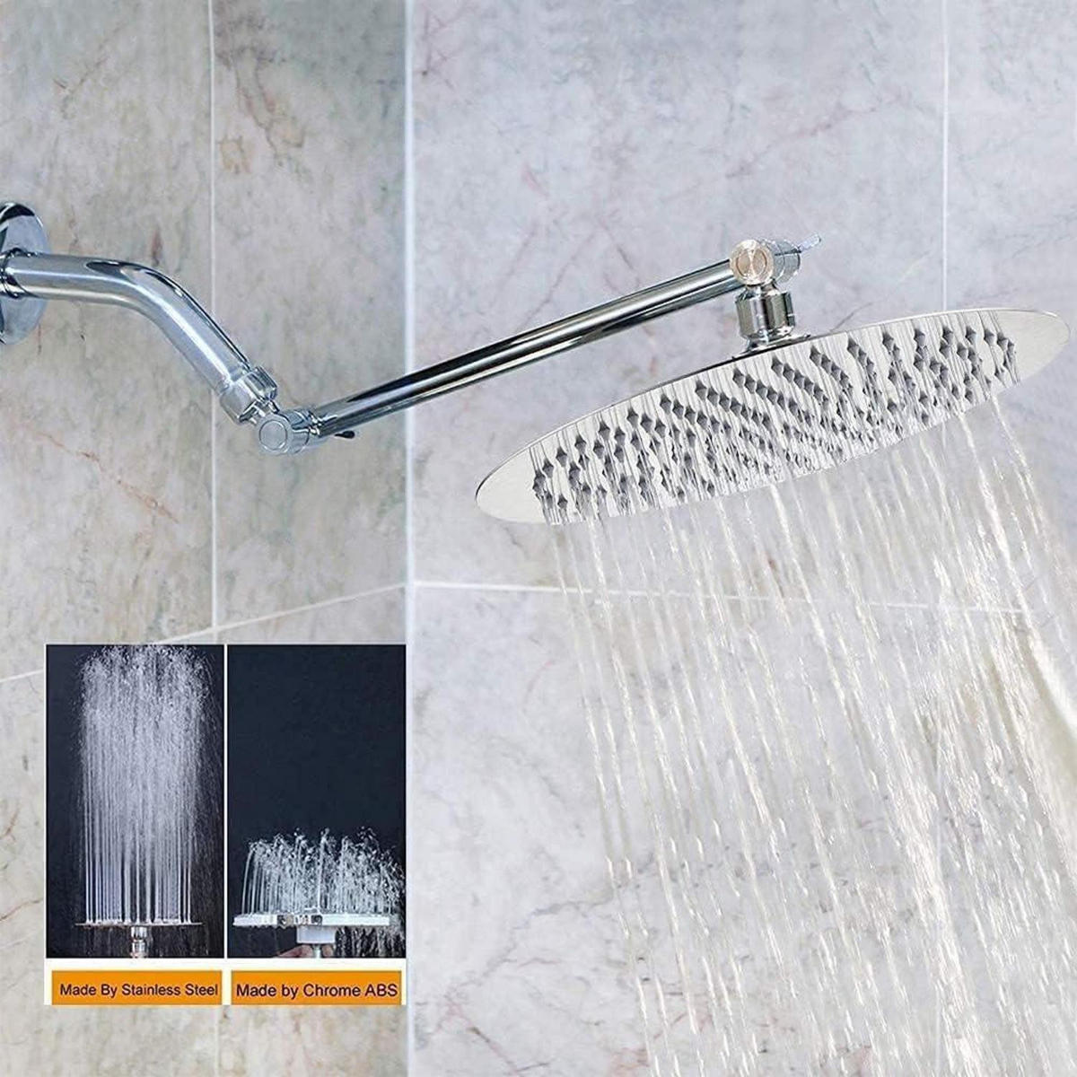 DUSCHKOPF Regendusche 20 cm Rund Edelstahl Chrom - Silberfarben, Metall (20/12.7/20cm)