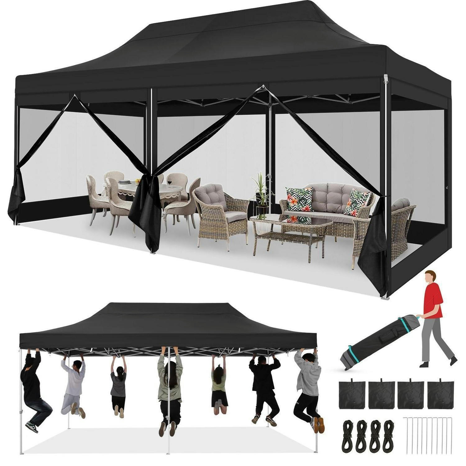 XXXLutz Faltpavillon Schwarz 300x335x600 cm