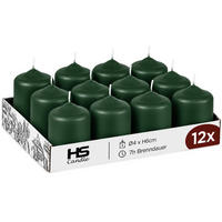 STUMPENKERZEN Ø4xH6 cm Dunkelgrün 12er-Pack - Dunkelgrün, Naturmaterialien (4/6cm)