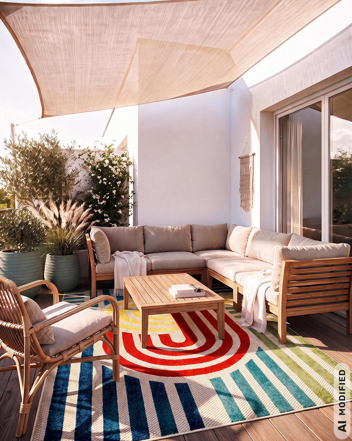 TEPPICH In-& Outdoor Fano Estate Mazovia 120x170cm Rot Gelb Abstrakt Kurzflor - Rot, Textil (120/170cm) - Mazovia