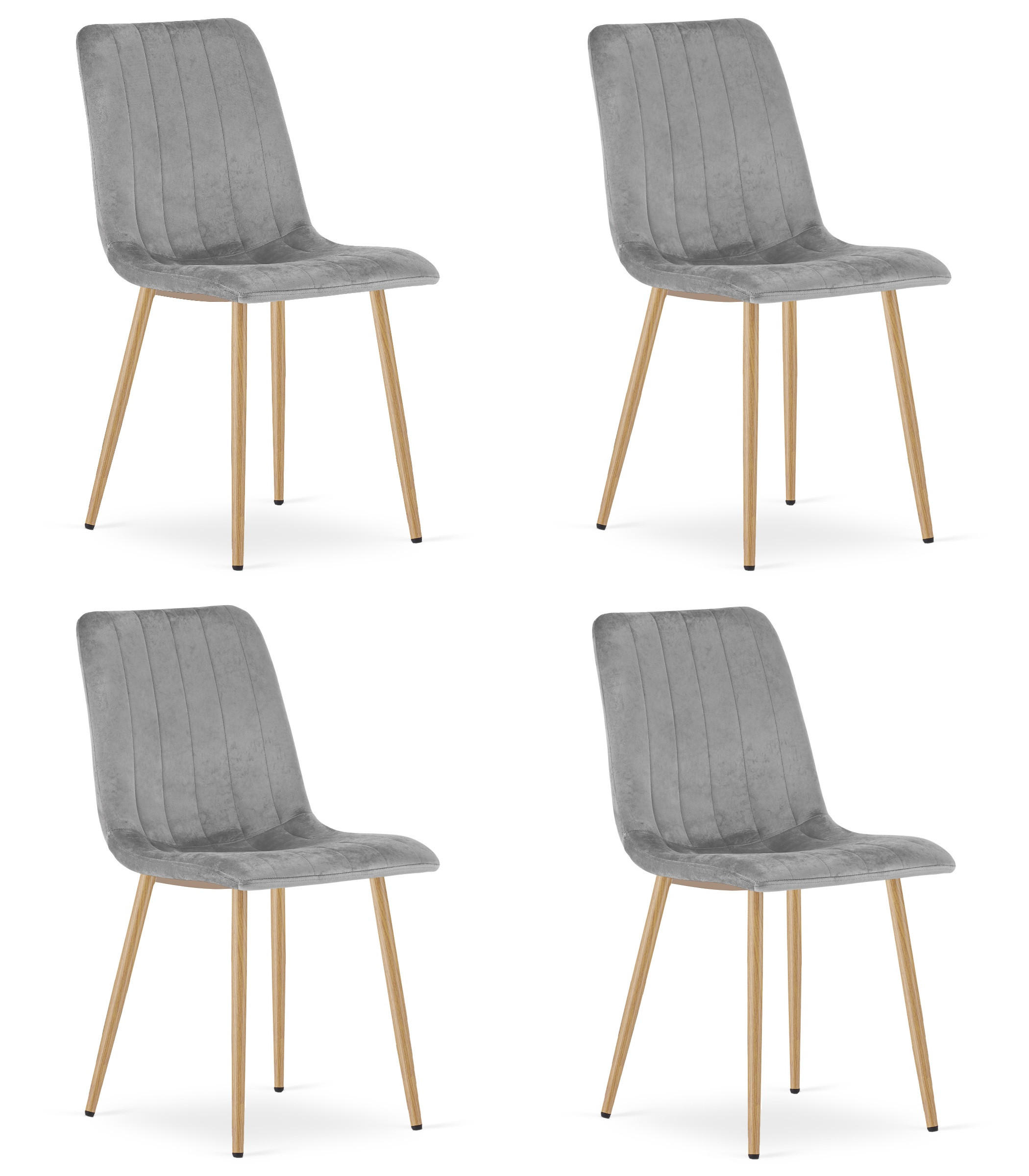 ESSZIMMERSTUHL 4-er Set JEWA hellgrauer Sitz, Beine in Holzfarbe - Eichefarben/Hellgrau, Textil (43/90/51cm) - Valora