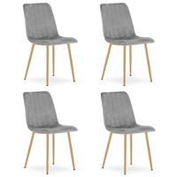 ESSZIMMERSTUHL 4-er Set JEWA hellgrauer Sitz, Beine in Holzfarbe - Eichefarben/Hellgrau, Textil (43/90/51cm) - Valora