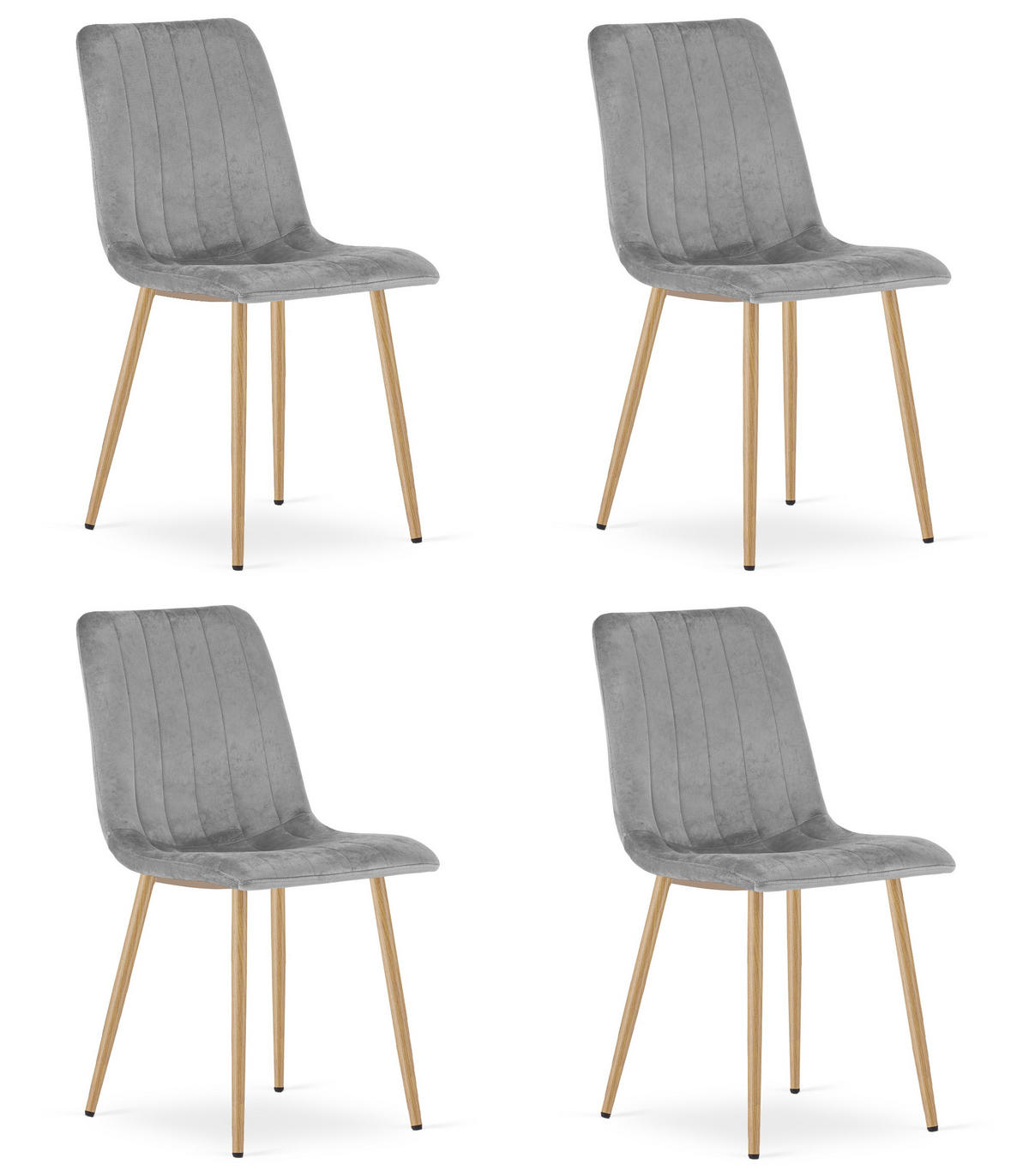 ESSZIMMERSTUHL 4-er Set JEWA hellgrauer Sitz, Beine in Holzfarbe - Eichefarben/Hellgrau, Textil (43/90/51cm) - Valora