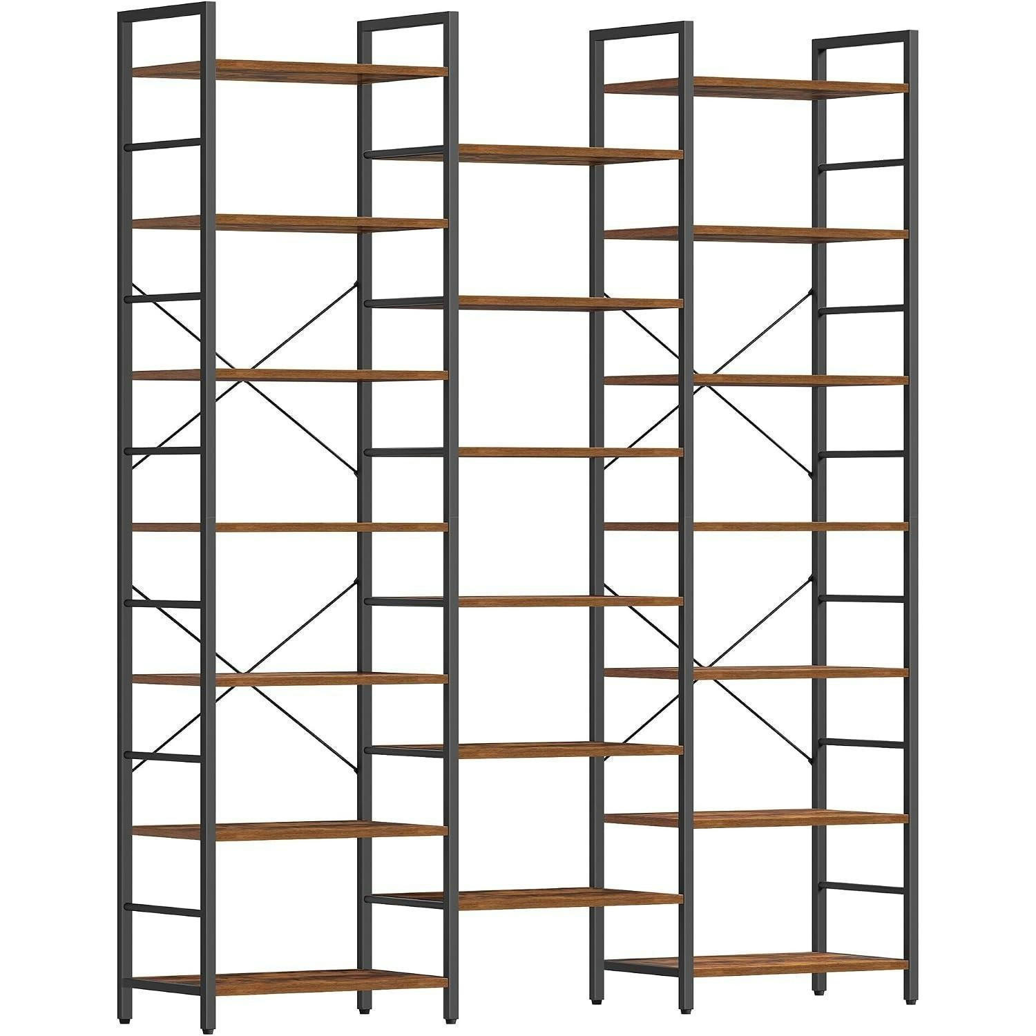 BÜCHERREGAL 7 Etagen Braun-Schwarz 24 x 152 x 217 cm - Braun, Holzwerkstoff (152/217/24cm)