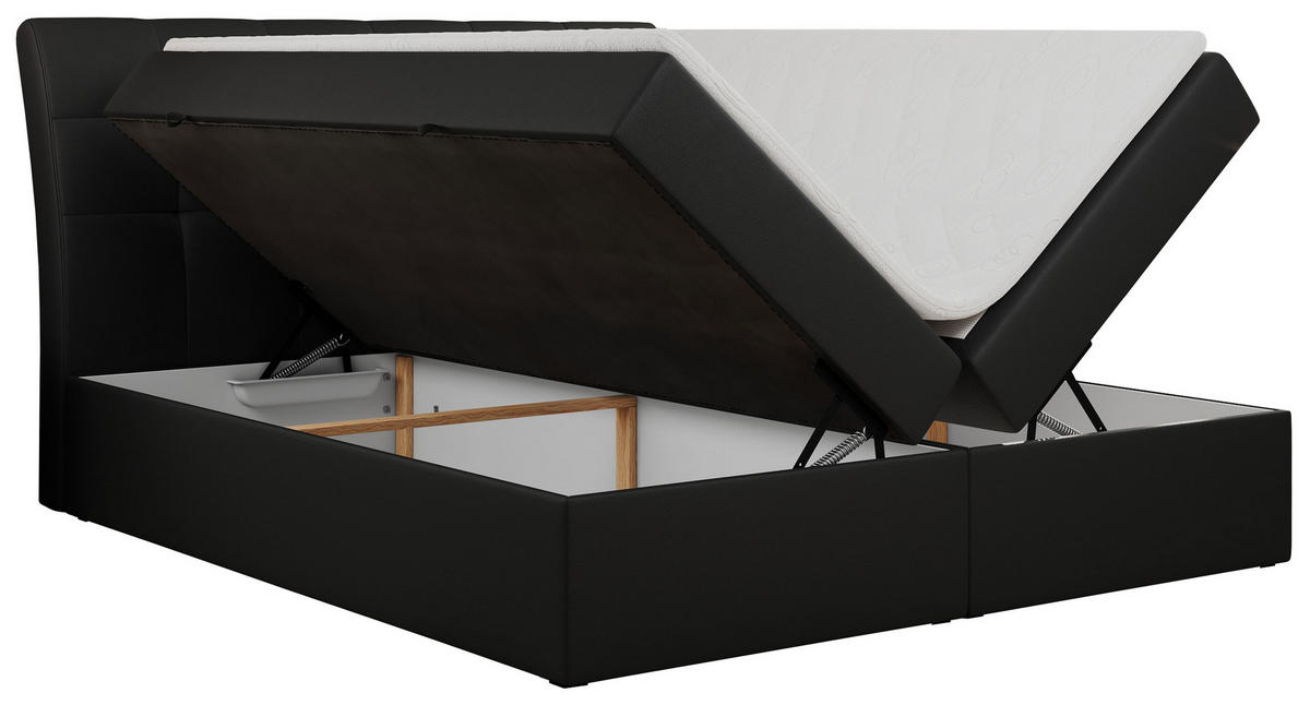 BOXBETT DIEGOS 120/200 Schwarz Kunstleder - H3 - Schwarz, Holz/Textil (120/200cm) - MKS