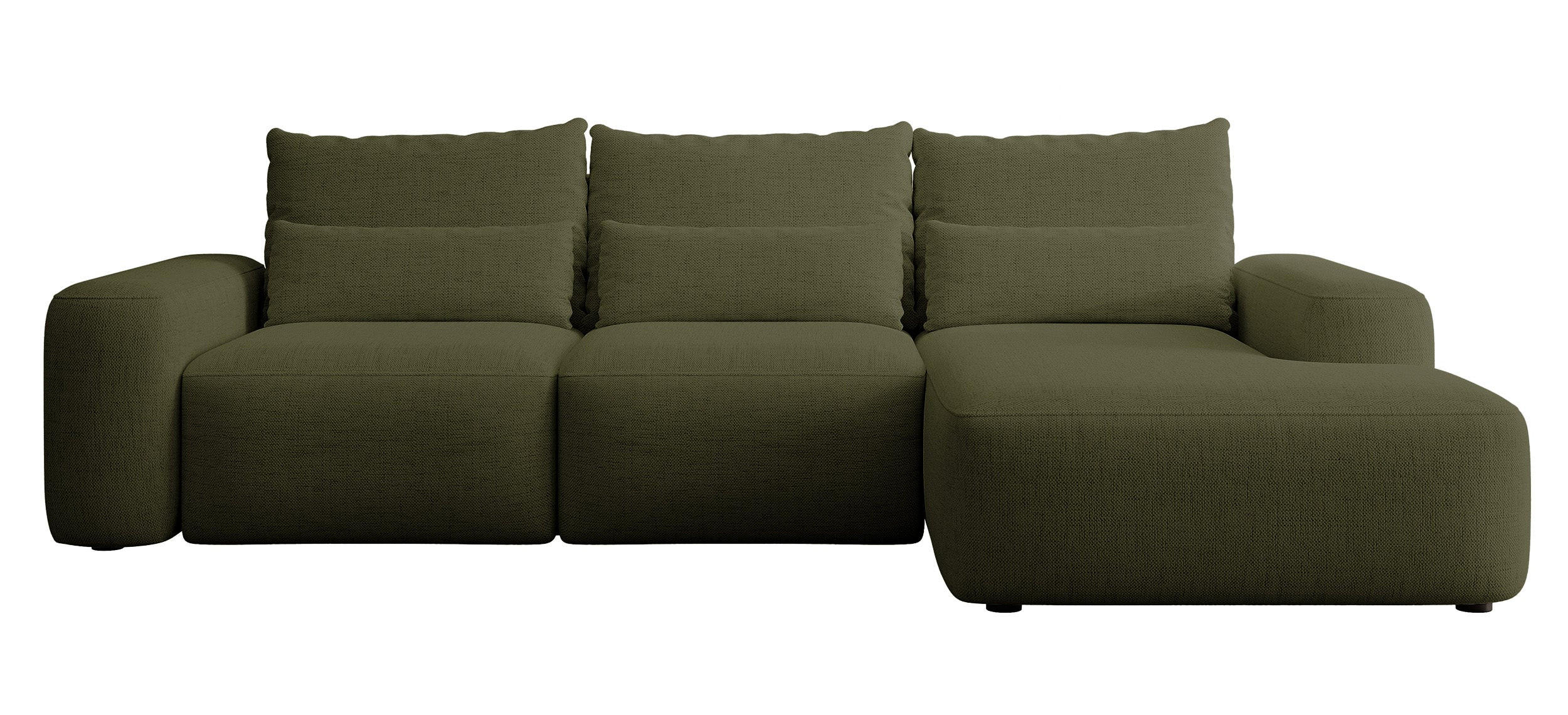 ECKSOFA Carnos Chenille-Bezug in Olivgrün - Olivgrün, Textil (264/162cm) - Selsey