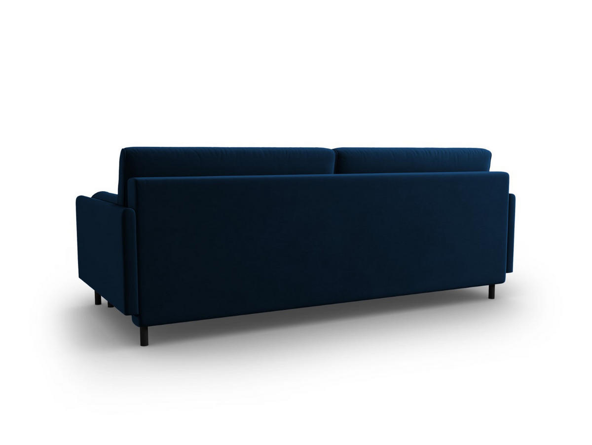 AUSKLAPPBARES-SOFA mit Bettkasten Scott aus Samt königsblau 3 Sitzplätze - Blau, Textil (97/87/212cm) - Micadoni