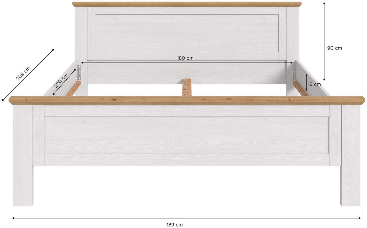 BETTGESTELL Verona Sibiu Lärche Nachbildung 189/90/209 cm - Lärchefarben, Holzwerkstoff - Xonox