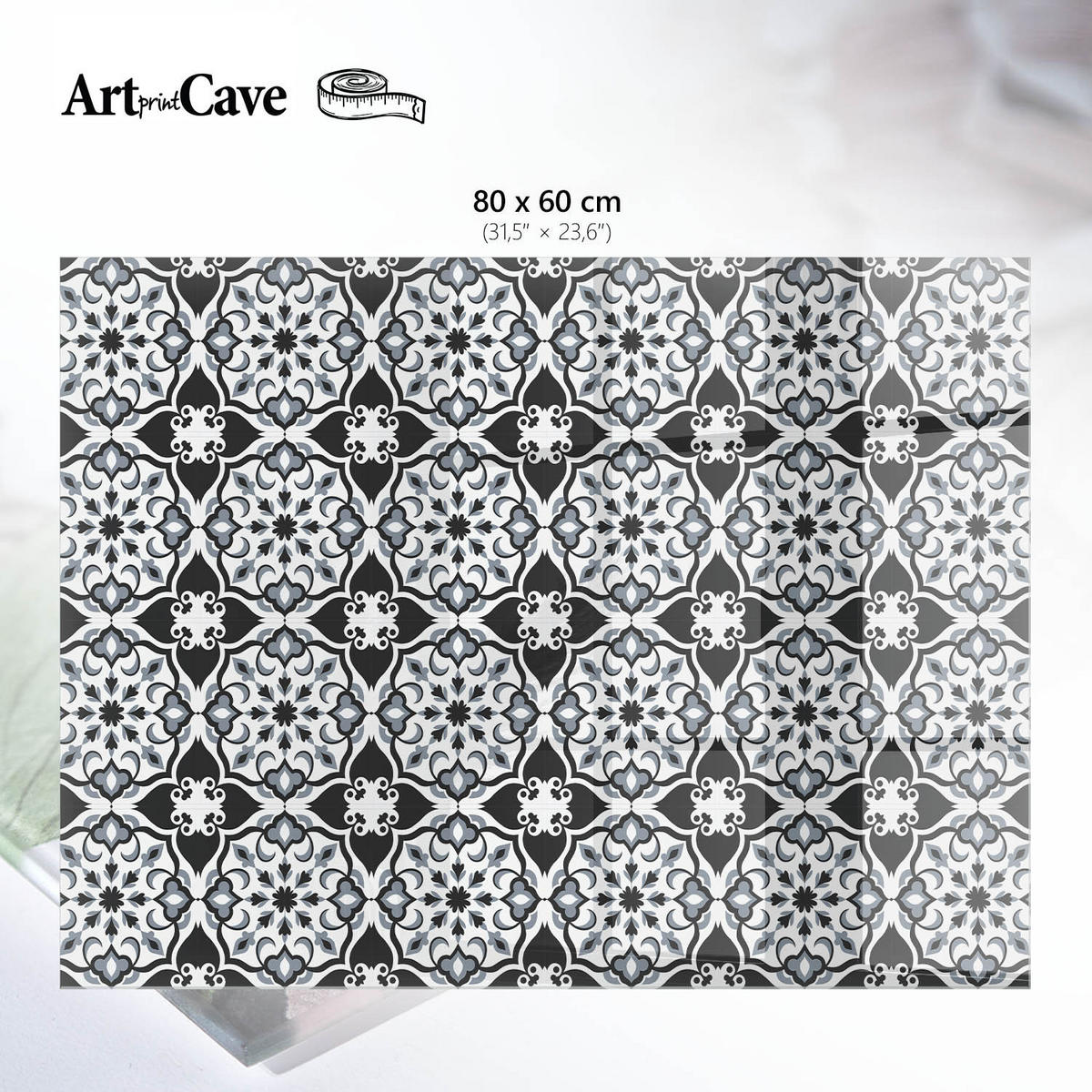 GLASPLATTE 80x60 cm – Schwarz-Weiß-Symmetrie - Schwarz, Glas (0.4/80/60cm) - ArtPrintCave