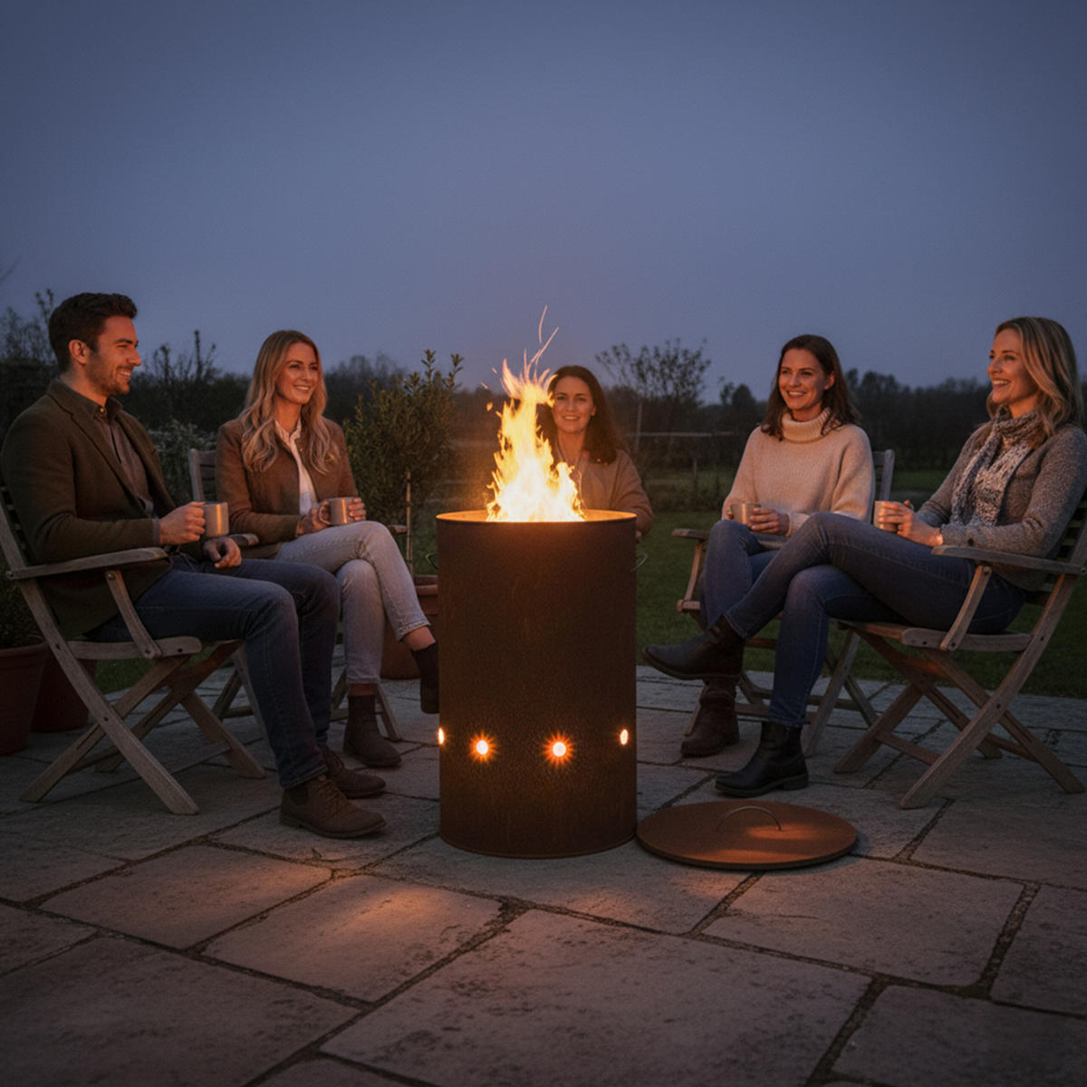 FEUERTONNE - Braun, Metall (38.5/60/38.5cm) - Relaxdays