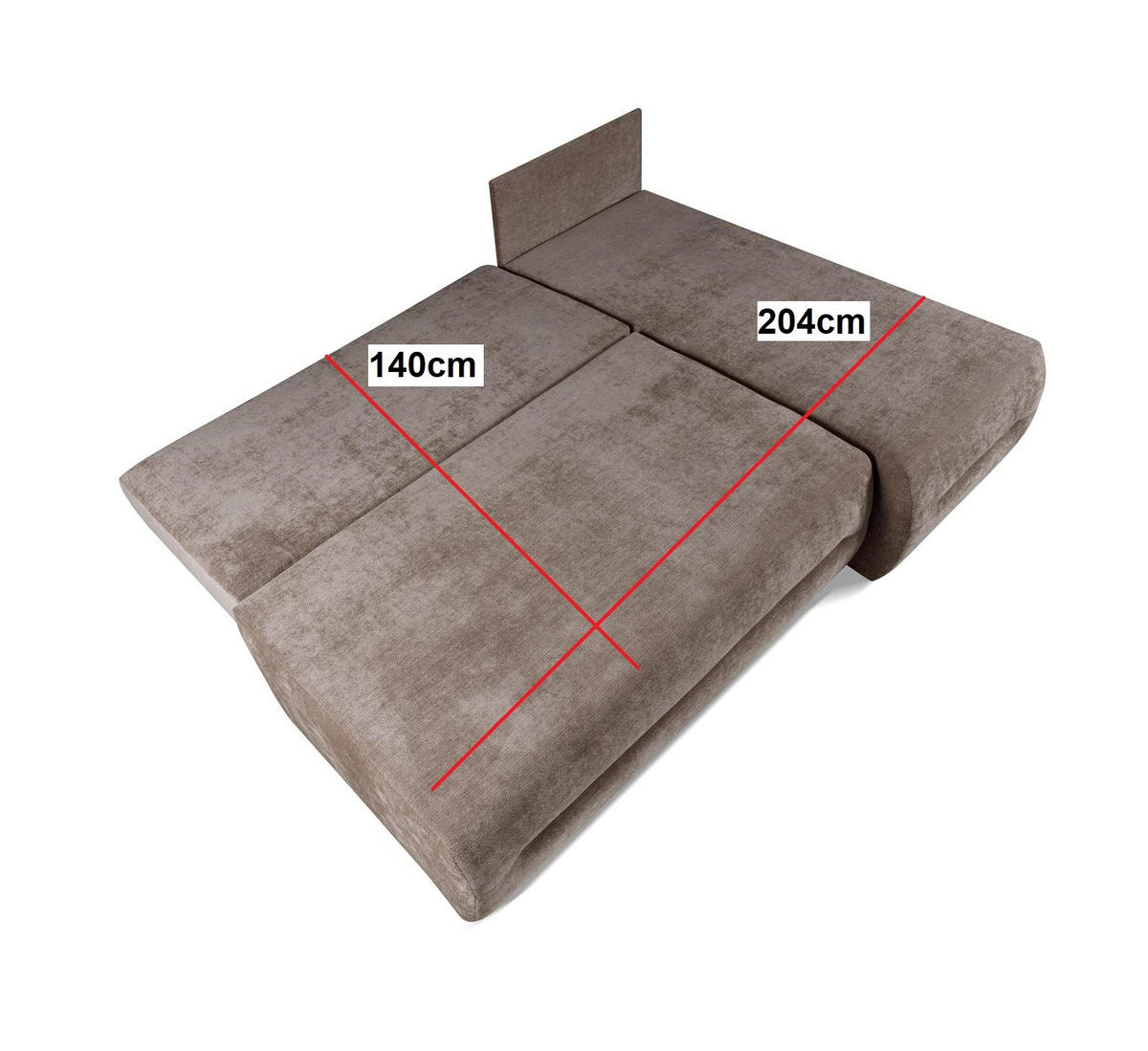 ECKSOFA LOFER Rechtsausleger Ohne Armlehnen Schlaffunktion Graphit 206x155 cm - Graphitfarben, Textil (206/155cm) - Bettso