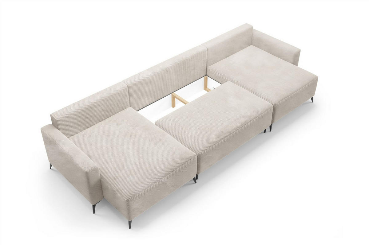 WOHNLANDSCHAFT Silves - Weiß, Holzwerkstoff/Textil (382/81/148cm) - Fun Möbel