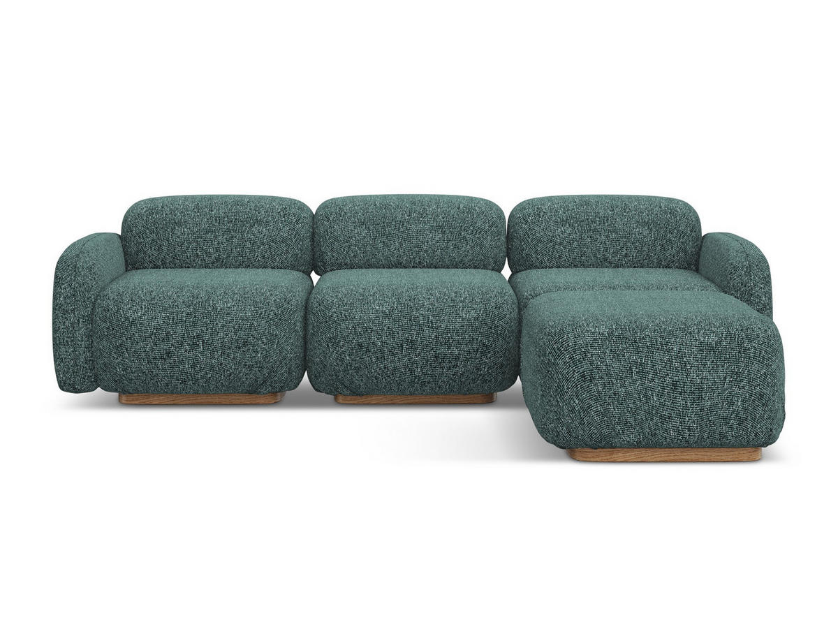 ECKSOFA Beidseitig Strukturstoff Stoff Blau - Blau/Blaugrau, Holz/Textil (270/190cm) - Makamii