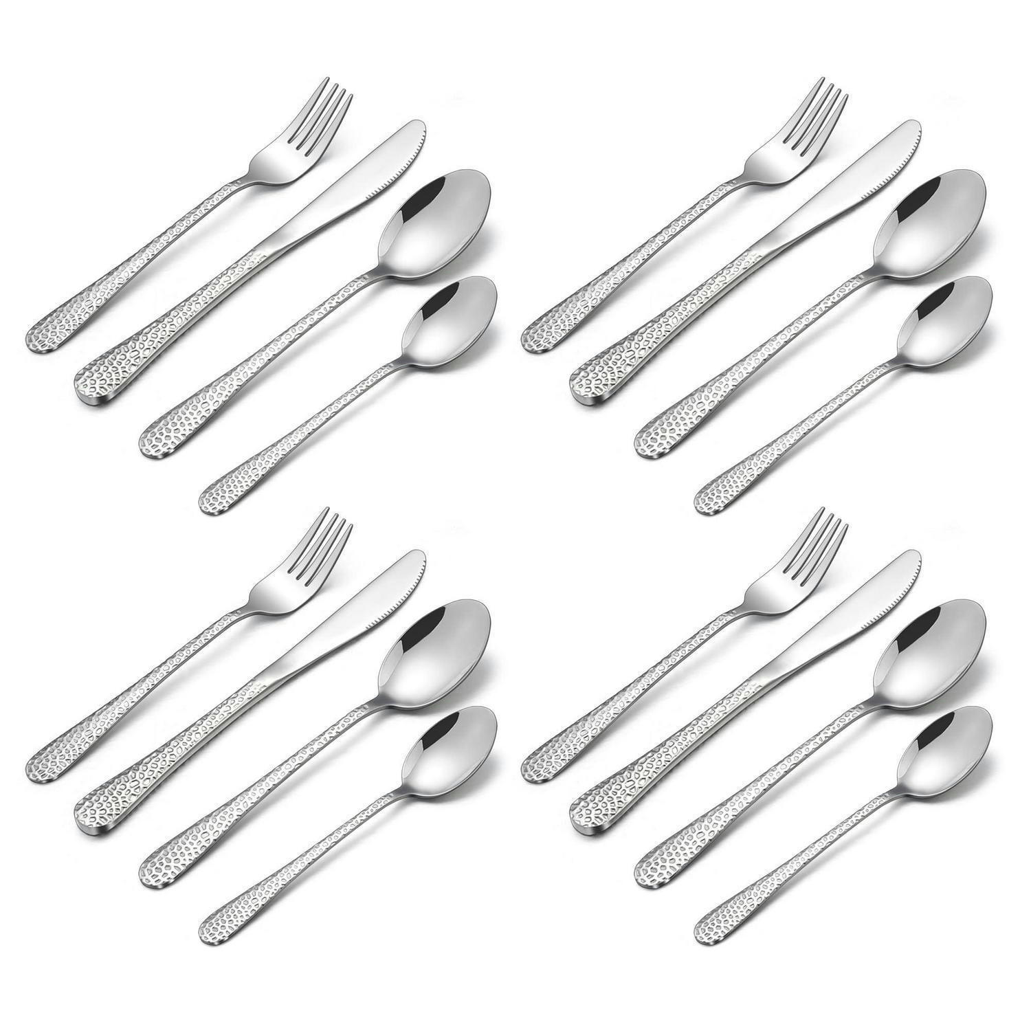 KINDERBESTECK Set 16-teilig Edelstahl Hammergriff ab 3 Jahre - Silberfarben, Metall
