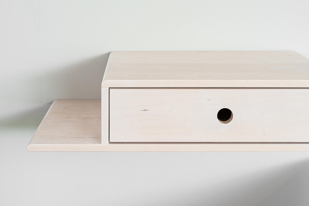 NACHTTISCH Hope mit Ablage links, weiße Birke, 30/65/15 cm - Weiß, Holz (65/15/30cm) - WOODEK