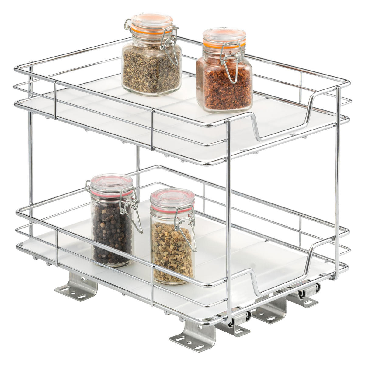 TELESKOP-GEWÜRZREGAL 2-stöckig Metall mit Einlegeboden verchromt - Chromfarben, Metall (21/23.5/28cm) - bremermann