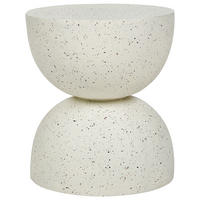 BEISTTELLTISCH Beton cremeweiß Terrazzo Optik rund 40 cm Caoria - Weiß, Stein (40/40/46cm) - Beliani