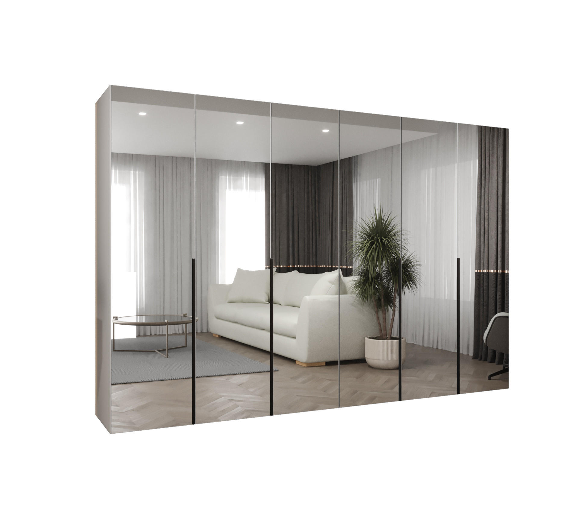 Abiks Möbel Drehtürenschrank Weiß, Schwarz 300x202x52 cm