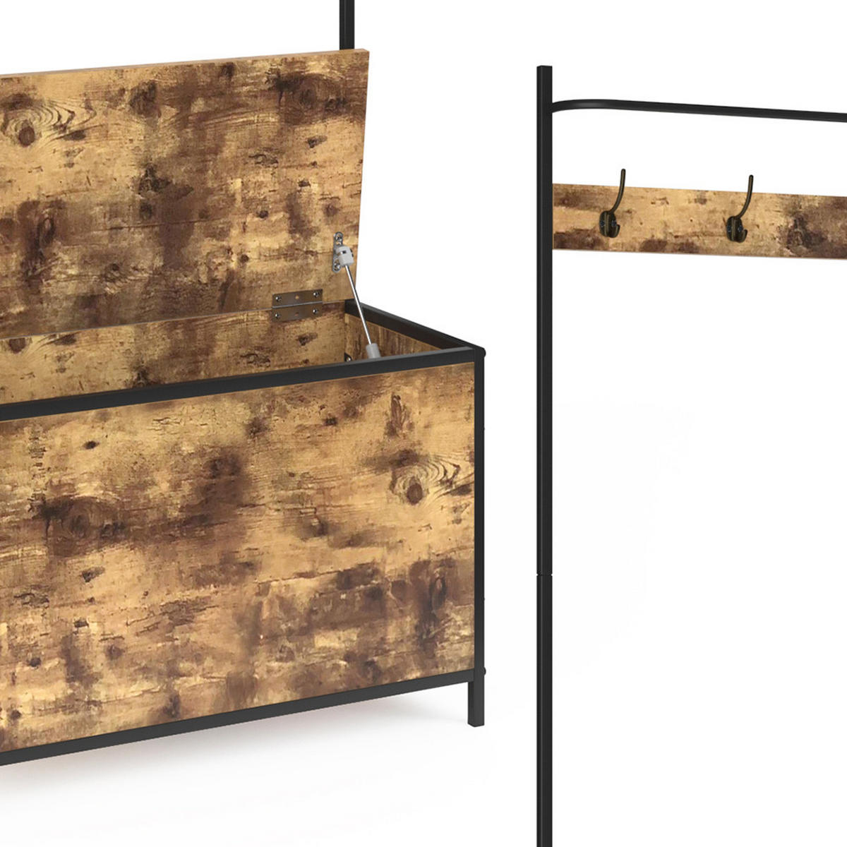 GARDEROBE Fyrk Eiche rustikal 65 x 175 cm - Wildeiche/Schwarz, Holzwerkstoff (65/175/30cm) - Vicco