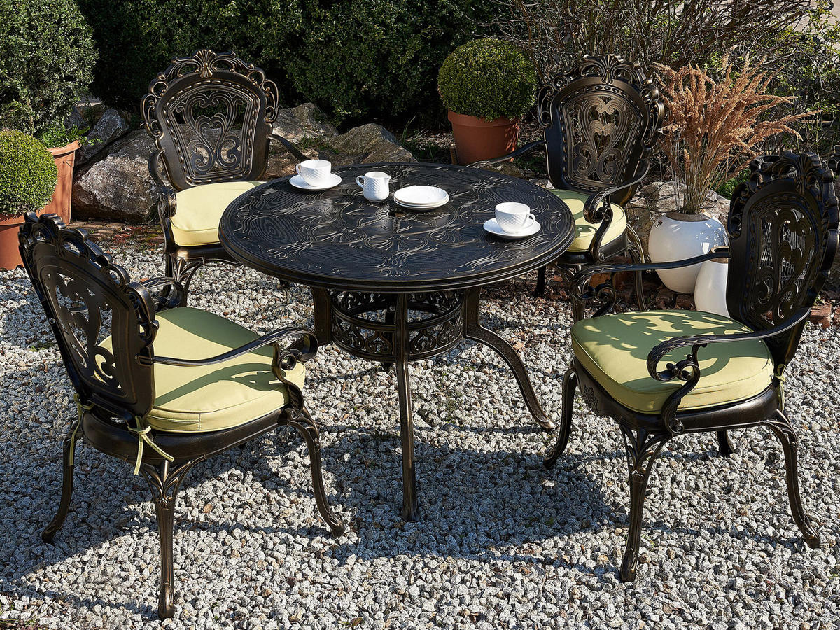 GARTENMÖBEL SET 4-Sitzer Aluminium dunkelbraun Sapri - Braun/Grün, Metall - Beliani