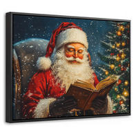 LEINWAND Bilder mit Rahmen - Weihnachtsmann - Weihnachten - Winter - Weihnachtsbaum - 40x30 - Bordeaux, Textil (40/30cm) - MuchoWow