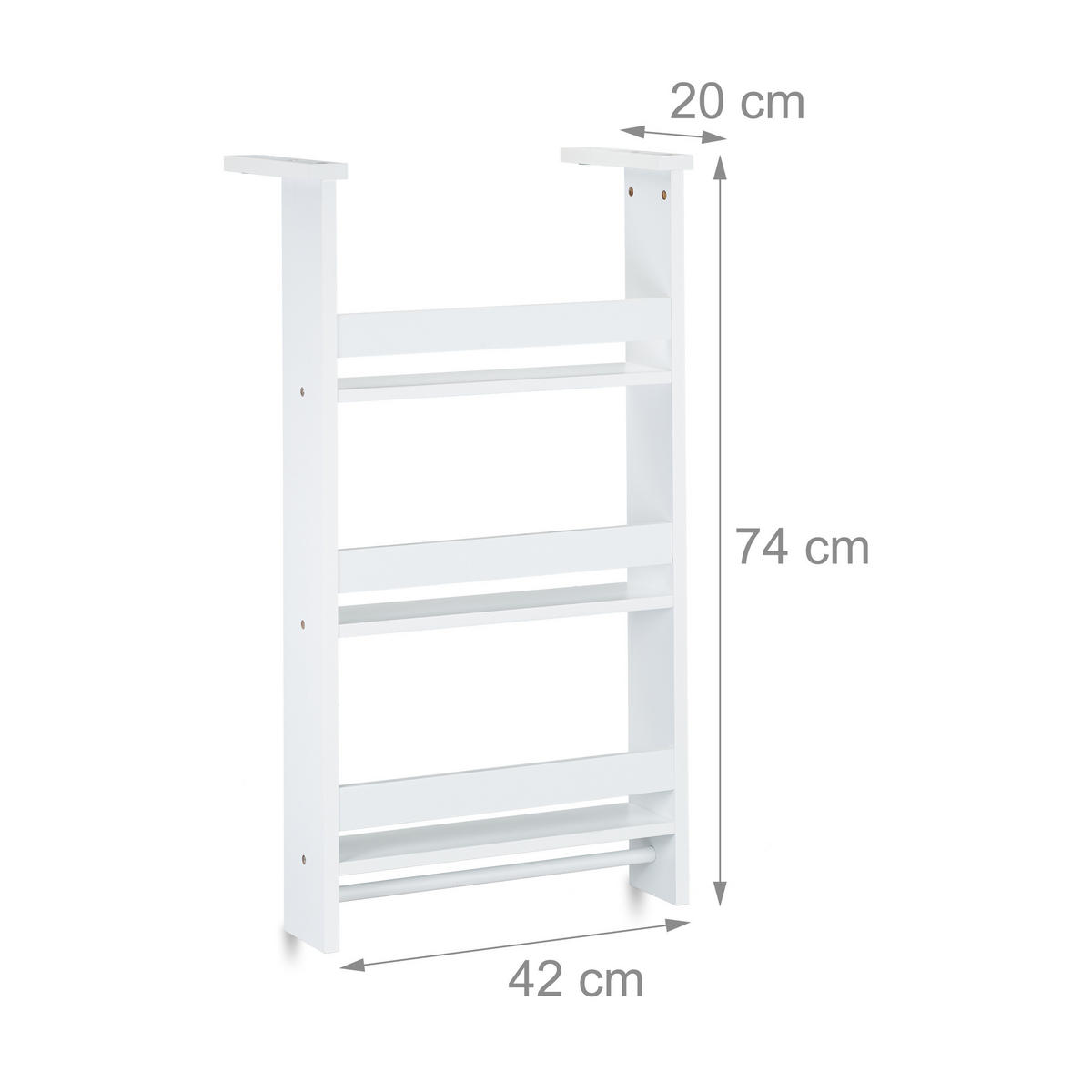 HÄNGEREGAL Kühlschrank - Weiß, Holzwerkstoff/Metall (42/74/20cm) - Relaxdays
