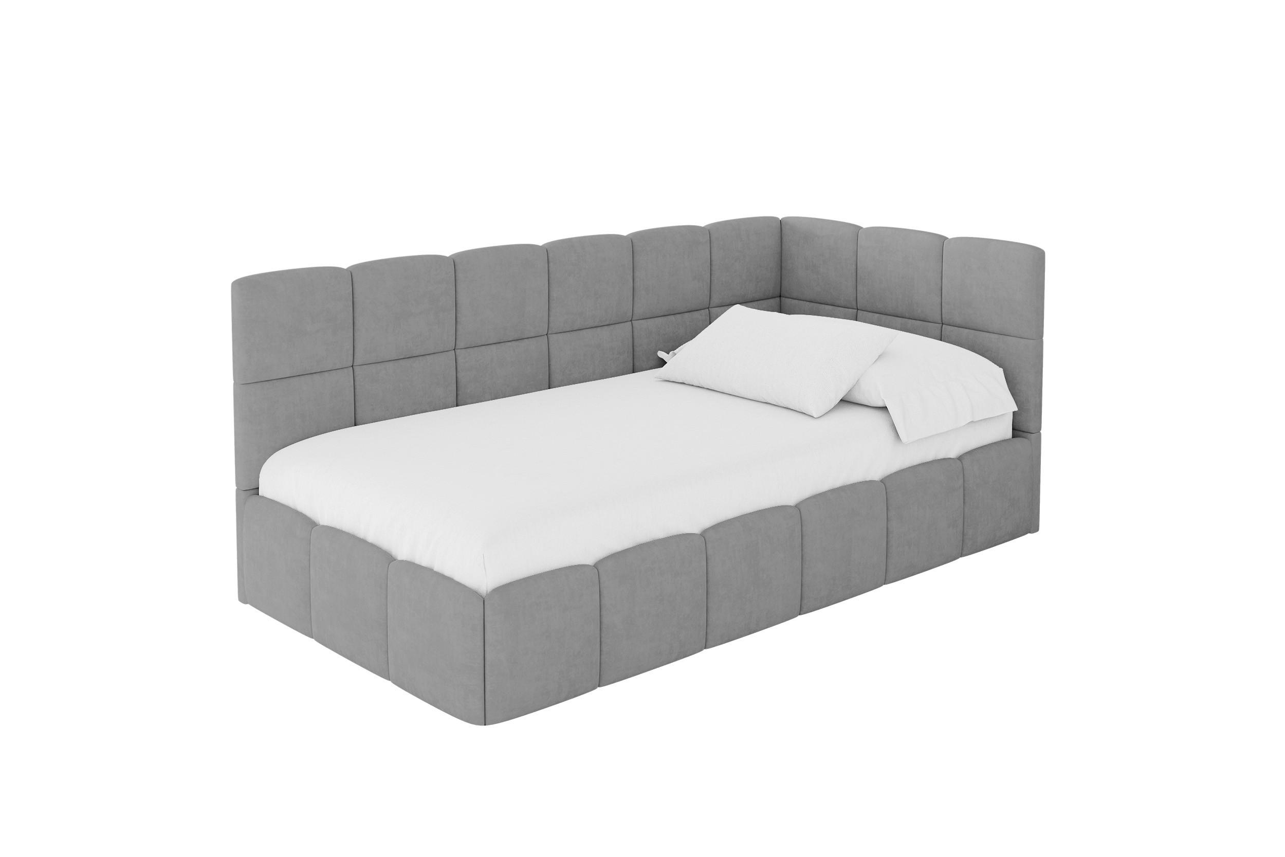 EINZELBETT Jugendbett mit Bettkasten Links, mit Matratze - LIVY 80x200 Grau - Anthrazit, Holzwerkstoff/Textil (80/200cm) - ALTDECOR