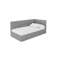 EINZELBETT Jugendbett mit Bettkasten Links, ohne Matratze - LIVY 100x200 Grau - Anthrazit, Holzwerkstoff/Textil (100/200cm) - ALTDECOR