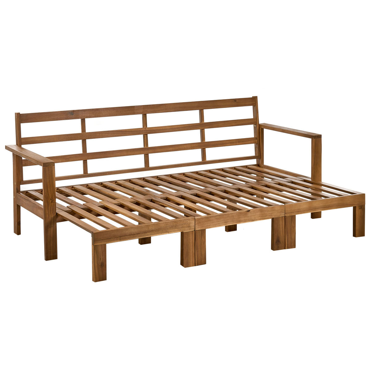 GARTENBANK mit Auflage 190 cm Braun - Beige/Braun, Holz (190/90/69cm) - Beliani