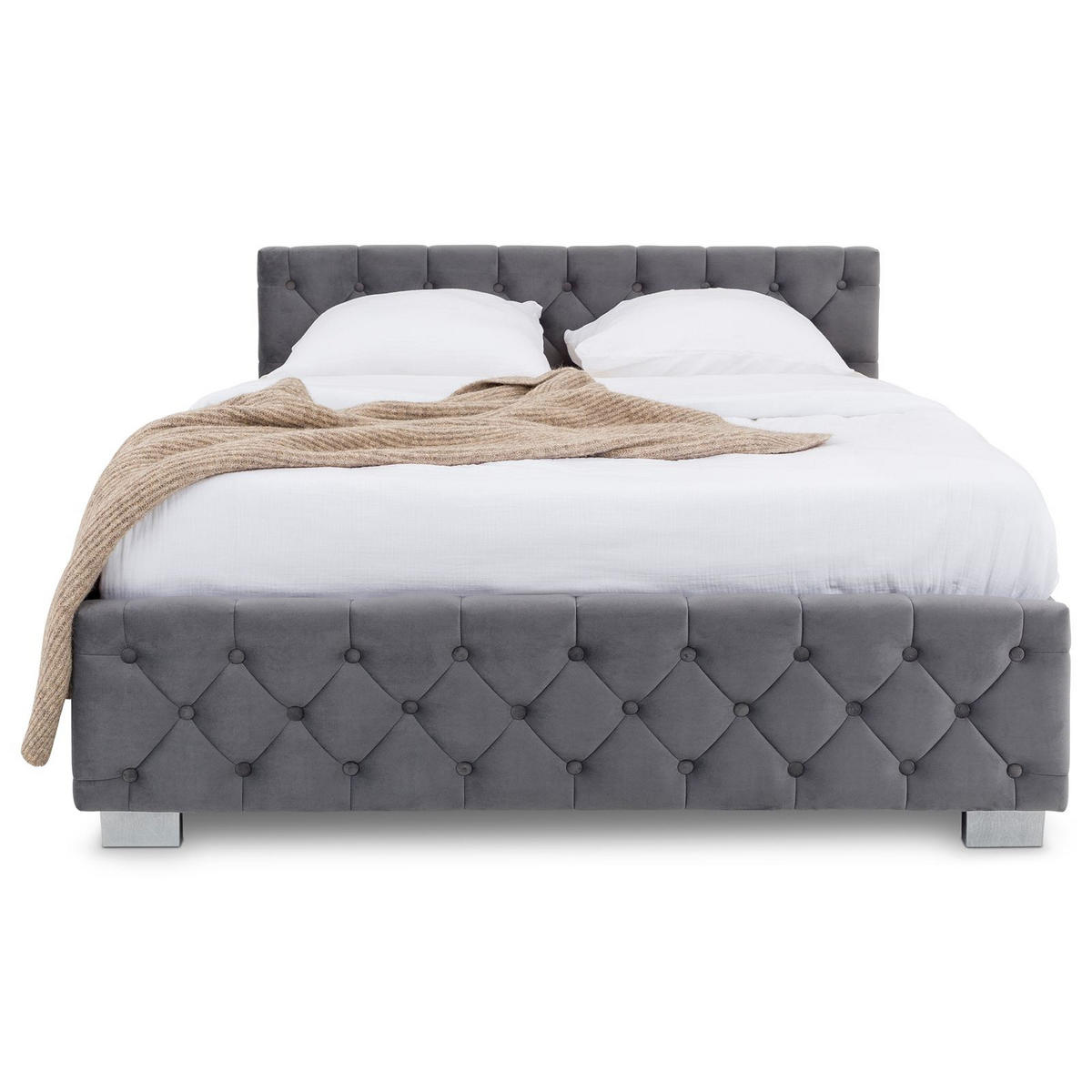 POLSTERBETT NURI 140x200 cm dunkelgrau - Dunkelgrau, Textil (140/200cm) - IDIMEX