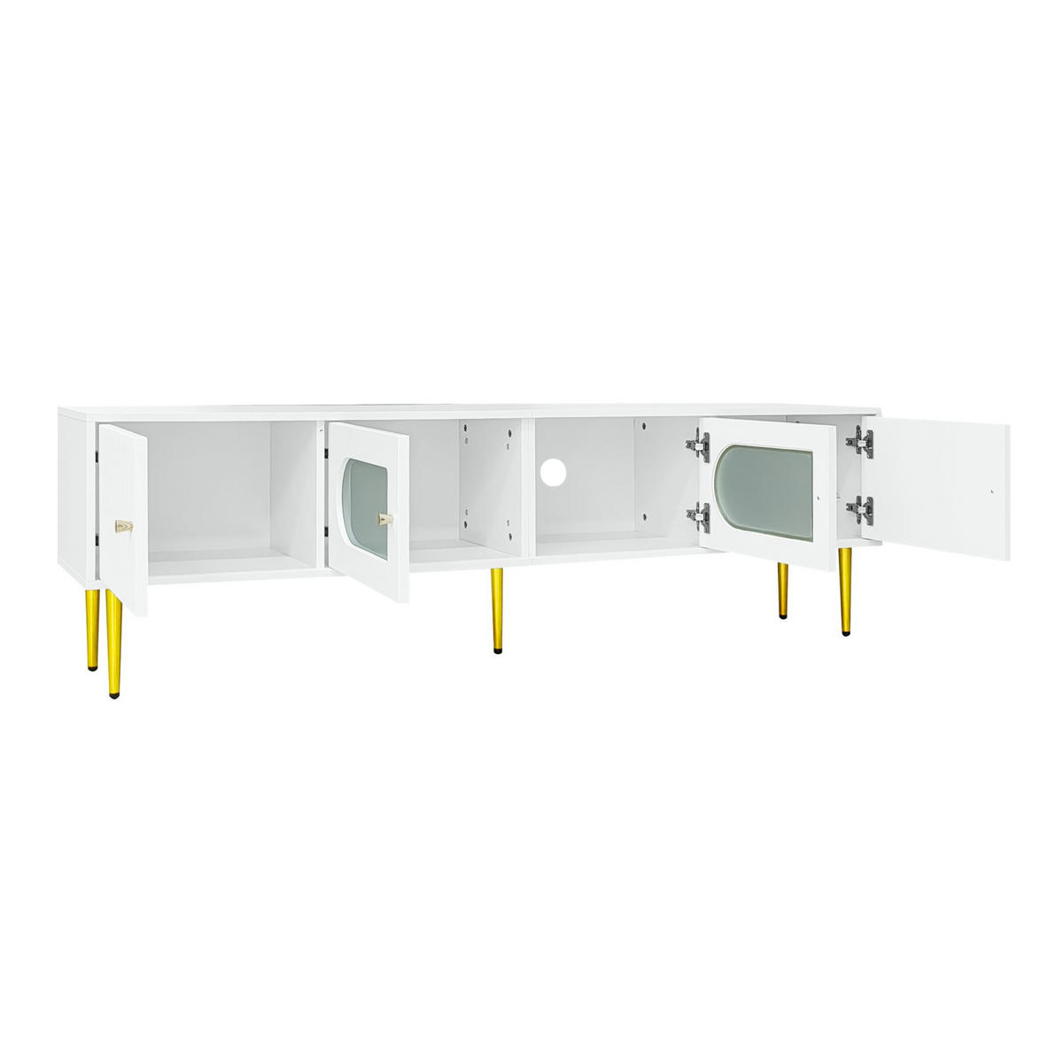 TV-BOARD aus Spanplatte 170x35x50 cm Weiß mit Kabelmanagement und geräuschlosen Scharnieren - Weiß, Holzwerkstoff (140/38/38cm) - Modfu