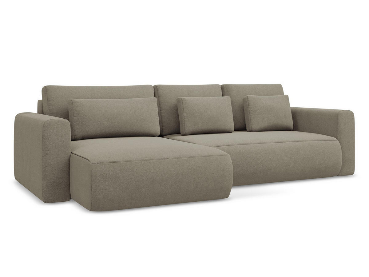 ECKSOFA mit Schlaffunktion Samt Stoff Schwarz - Schwarz, Kunststoff/Textil (149/278cm) - Makamii