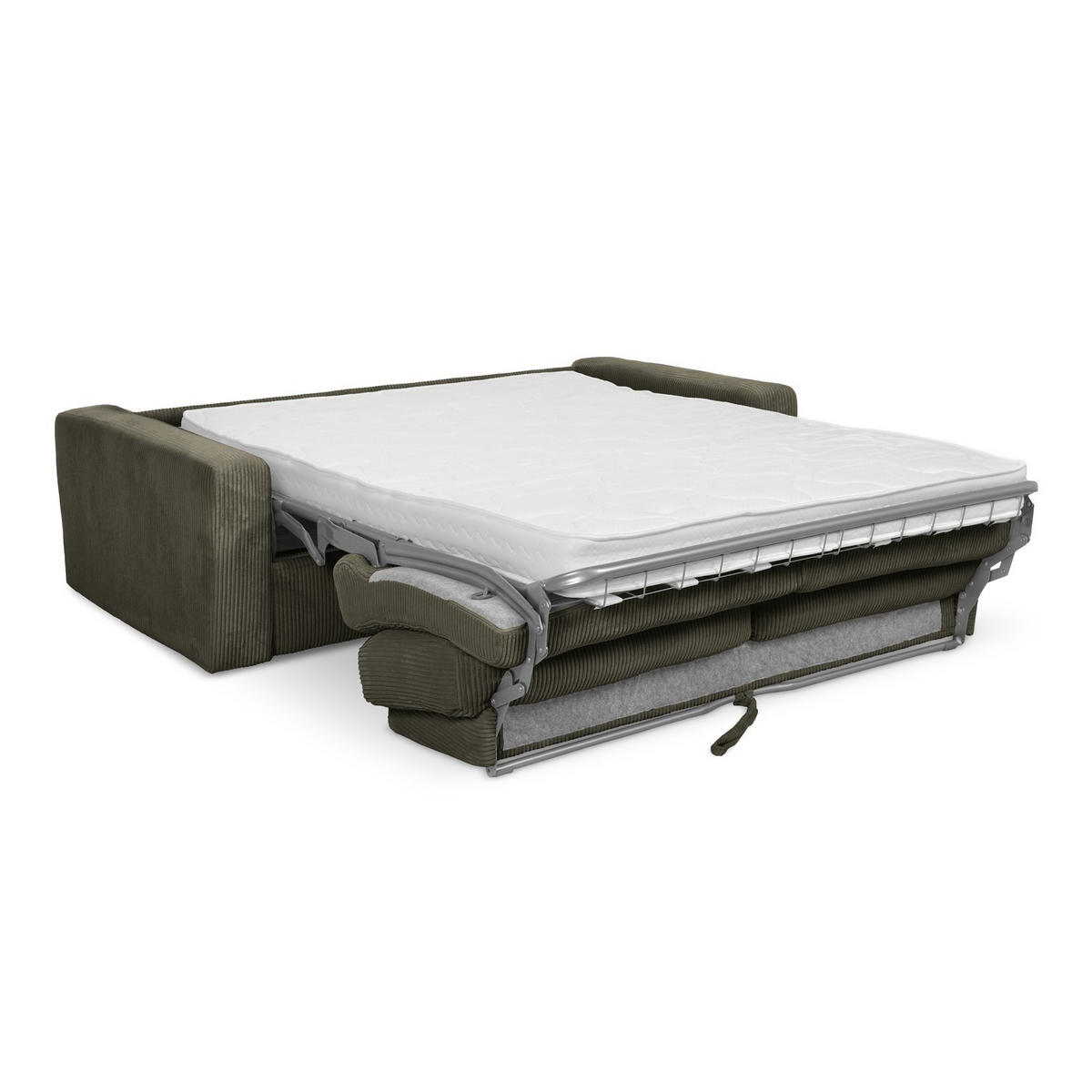 3-SITZER SOFA mit Schlaffunktion Cord Stoff Grün - Gelb/Schwarz, Kunststoff/Textil (195/80/100cm) - LaMiaSofa