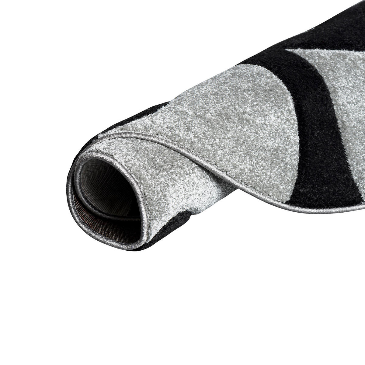 DESIGNER TEPPICH MAUI RANKEN RUND - Schwarz/Grau, Textil (160/160cm) - Pergamon
