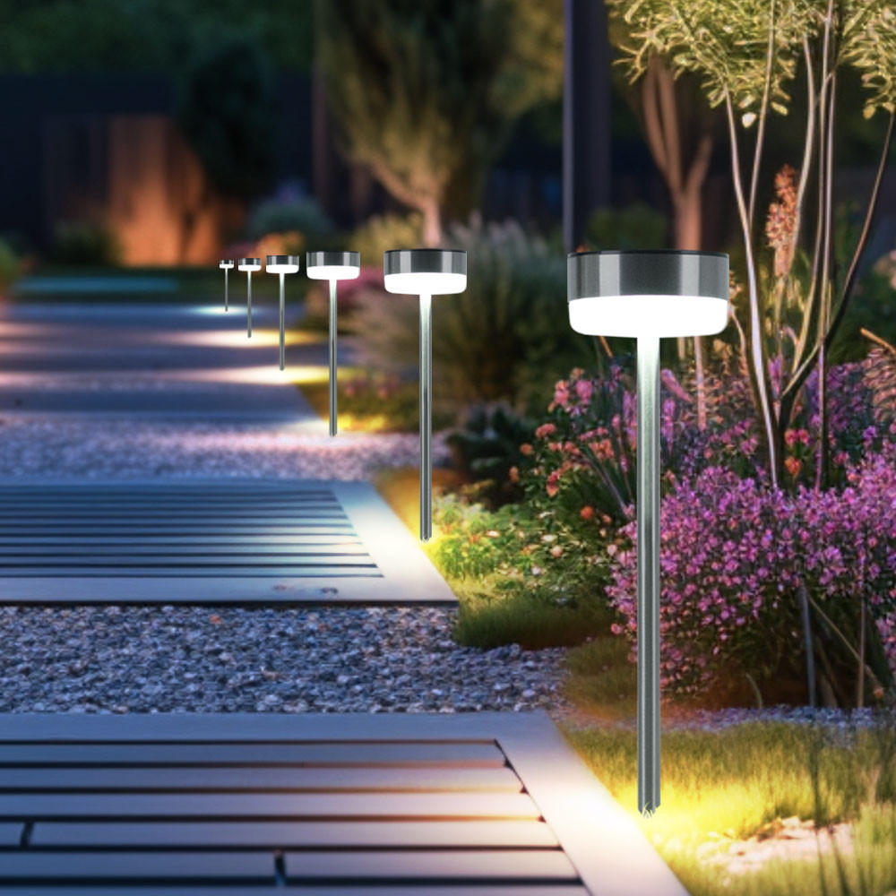 LED AUSSENLEUCHTE Edelstahl Silber 6er Set - Silberfarben, Metall (9/9/39cm)