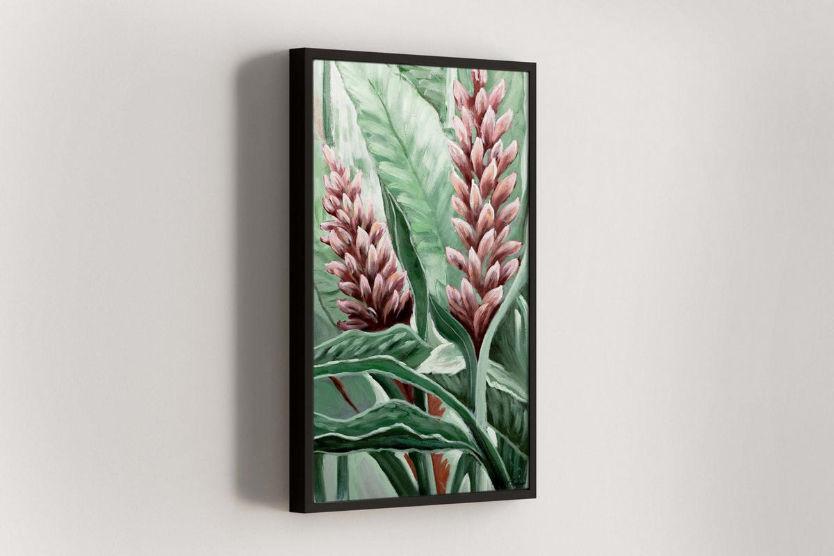 RUČNE MAĽOVANÝ AKRYLOVÝ OBRAZ 60/90 cm, červený/čierny, prírodný a botanický motív - čierna/červená, drevo/textil (60/90cm) - KUNSTLOFT