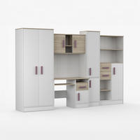 WOHNWAND Markus Weiß Sonoma Eiche mit griffenfarbe: Erik - Lila/Weiß, Holzwerkstoff (300/197/52cm) - imoebel24