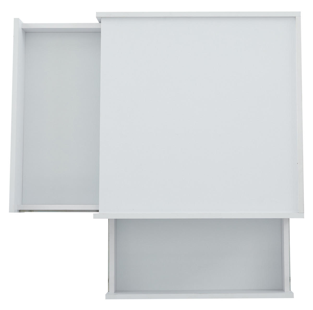 KLUBSKI stolić 60/60/38 cm bijeli od iverice s rotirajućom pločom i 2 ladice - bijela, drvni materijal (60/60/38cm) - OKWISH