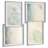BILDER SET 4er Set - 50x50 cm & 40x60 cm Silberner Rahmen - Pastellfarbene Aquarell-Leinwandtextur - Silberfarben, Kunststoff (50/50cm) - TULUP