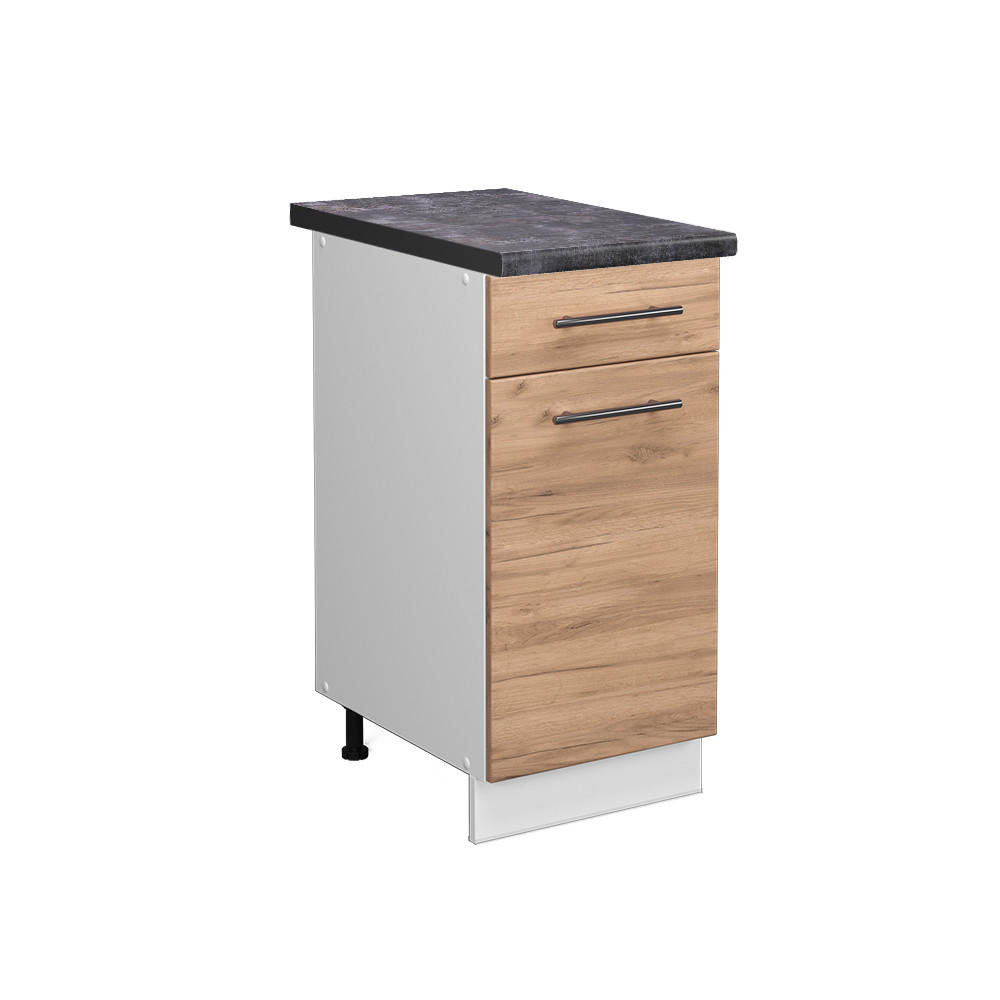 KÜCHENUNTERSCHRANK Fame-Line Goldkraft Eiche 40 cm, AP Anthrazit - Eiche Wotan/Weiß, Holzwerkstoff (40/82/60cm) - Vicco