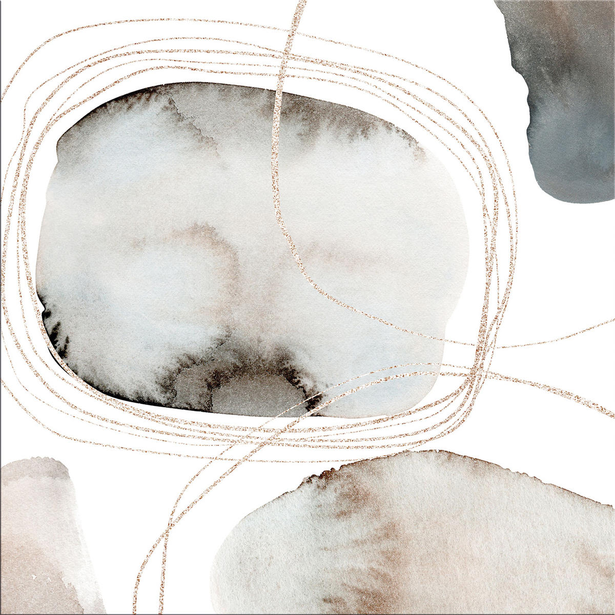 GLASBILD 50x50 cm abstrakt Aquarell - Beige/Weiß, Glas (50/50cm) - artissimo