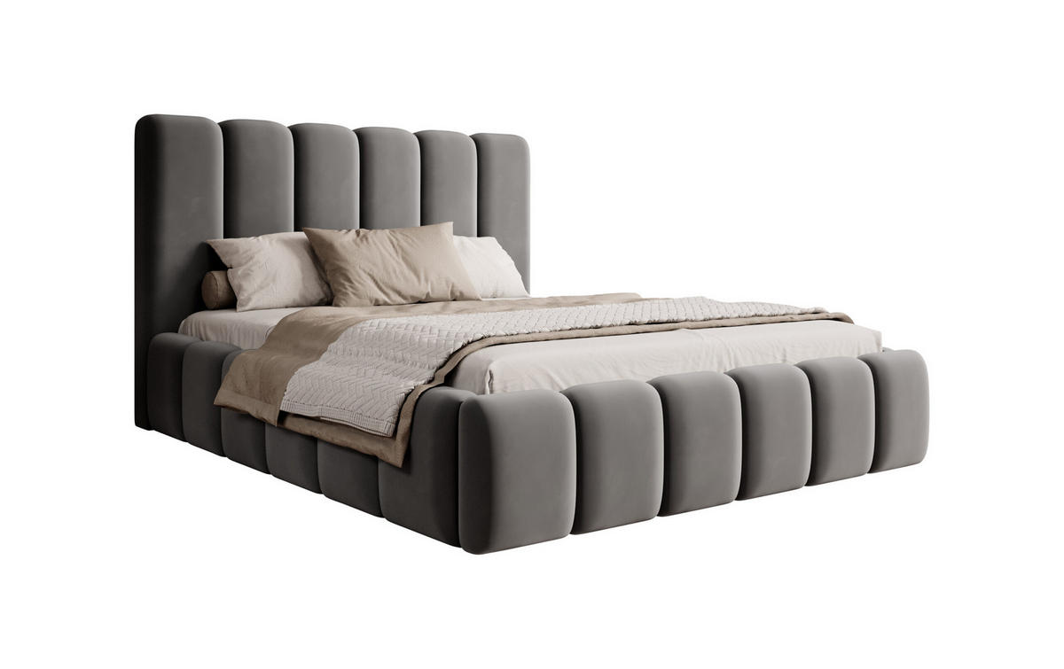 POLSTERBETT Doppelbett Rimini Grau 160x200 cm - Grau, Naturmaterialien (160/200cm) - Meblito