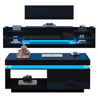 TV-ELEMENT 181/38/38 cm mit LED-Beleuchtung und Hochglanzfront in Schwarz - Schwarz, Holzwerkstoff (181/38/38cm) - BEAOK