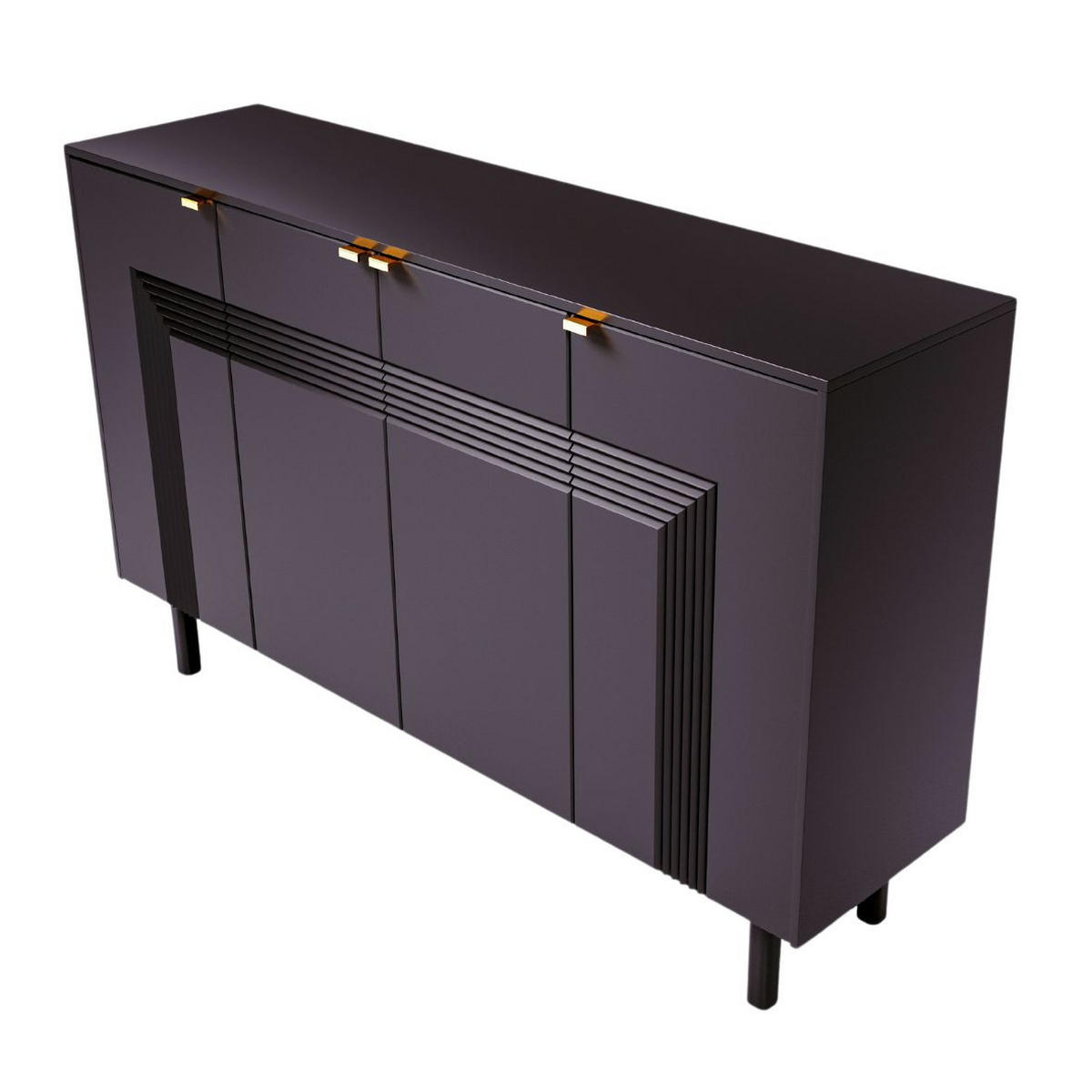 SIDEBOARD Yoko, Schwarz, Mit Dekorativen Fronten Und Goldgriffen - Schwarz, Holzwerkstoff/Buchenholz (156/99/40cm) - Dancan