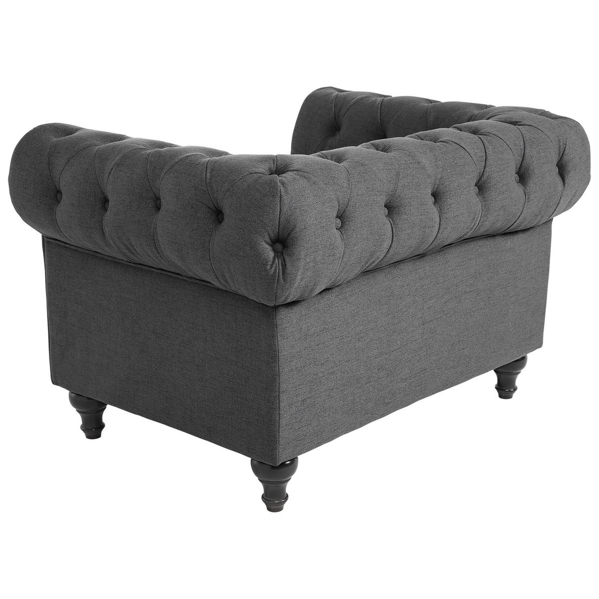 SESSEL Polsterbezug grau Chesterfield - Grau, Textil (110/70/75cm) - Beliani